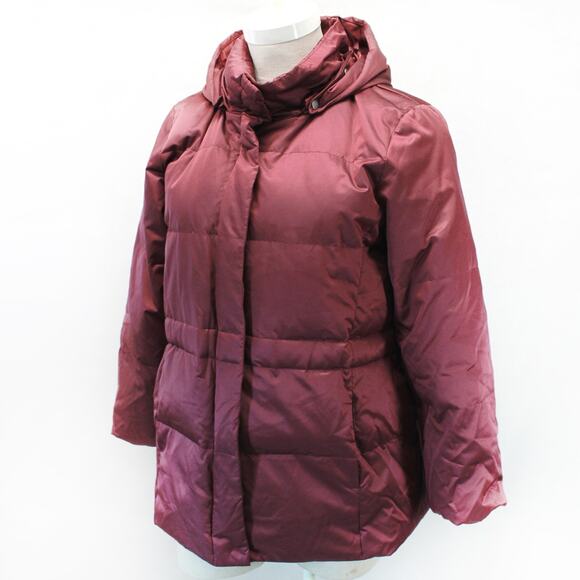 J.Jill Plum Quilted Jacket Coat Hooded Outdoor Pockets Minimalist Winter XL - Picture 1 of 6